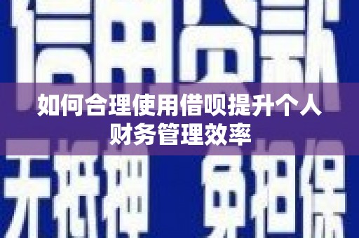 头屋如何合理使用借呗提升个人财务管理效率