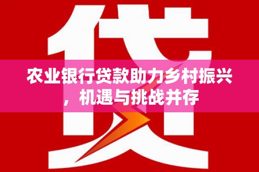 头屋农业银行贷款助力乡村振兴，机遇与挑战并存