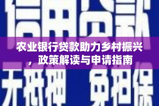头屋农业银行贷款助力乡村振兴，政策解读与申请指南